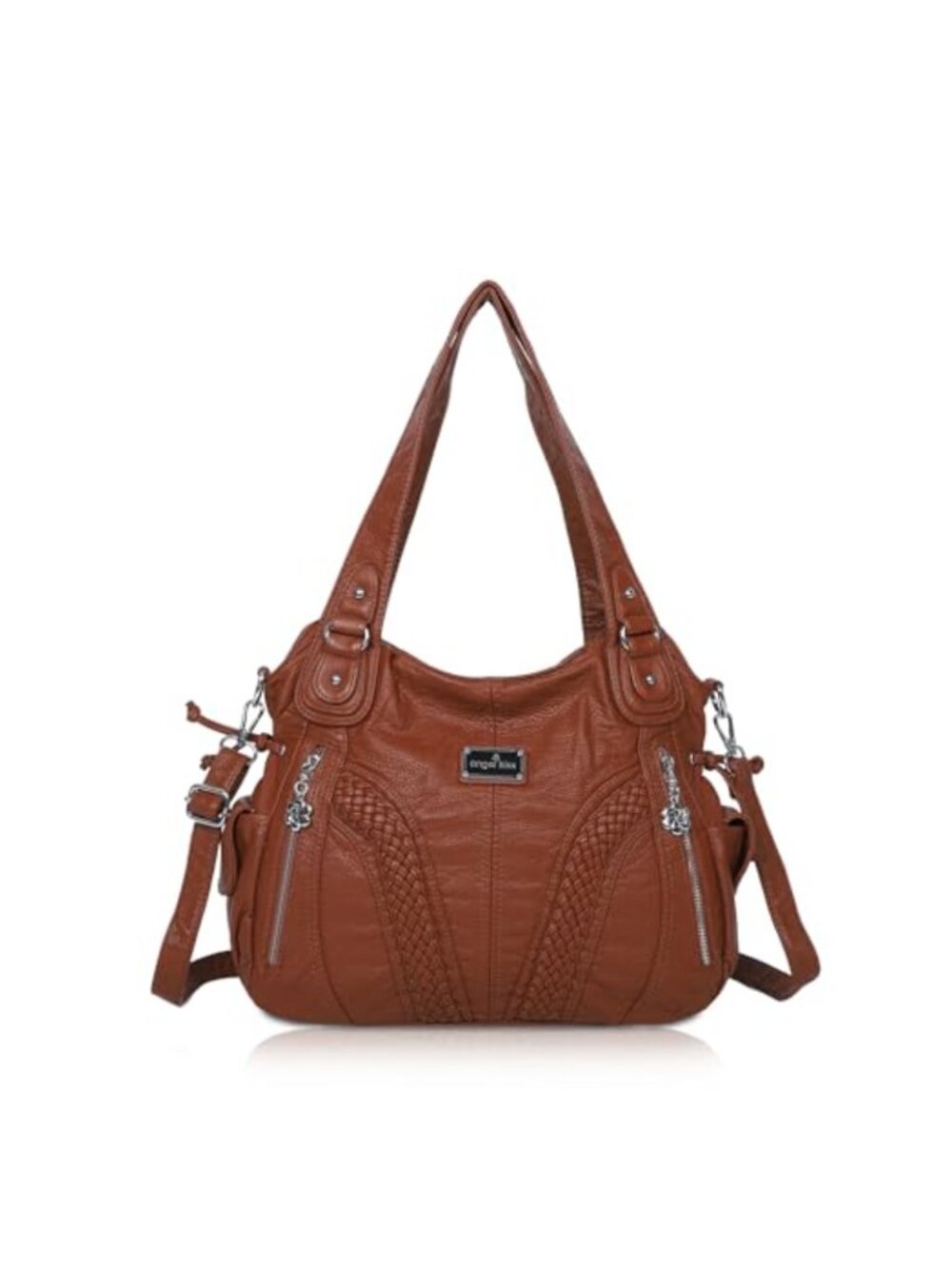 Soft Washed PU Leather Hobo Shoulder Bag Tote Crossbody Satchel